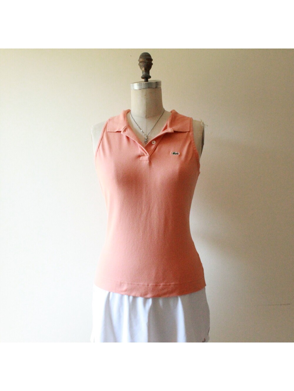 Lacoste Women's Orange Sleeveless Golf Polo Top Size 42